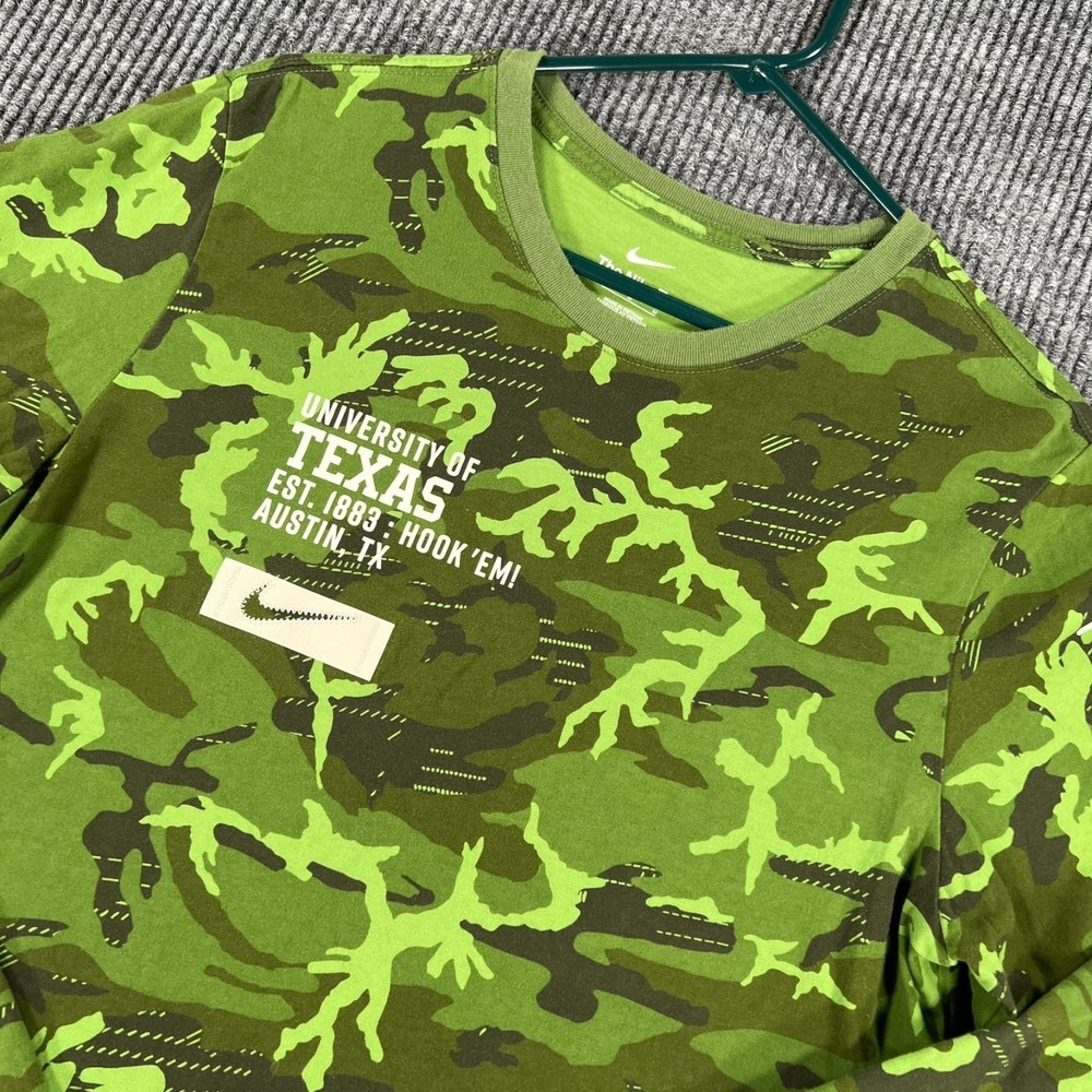 Texas Longhorns Shirt Mens Medium Nike Green Camo Long Sleeve NCAA SEC Football